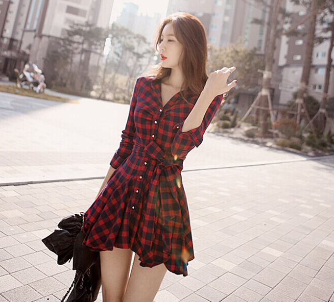 WD6207 Pretty Checker Dress Red